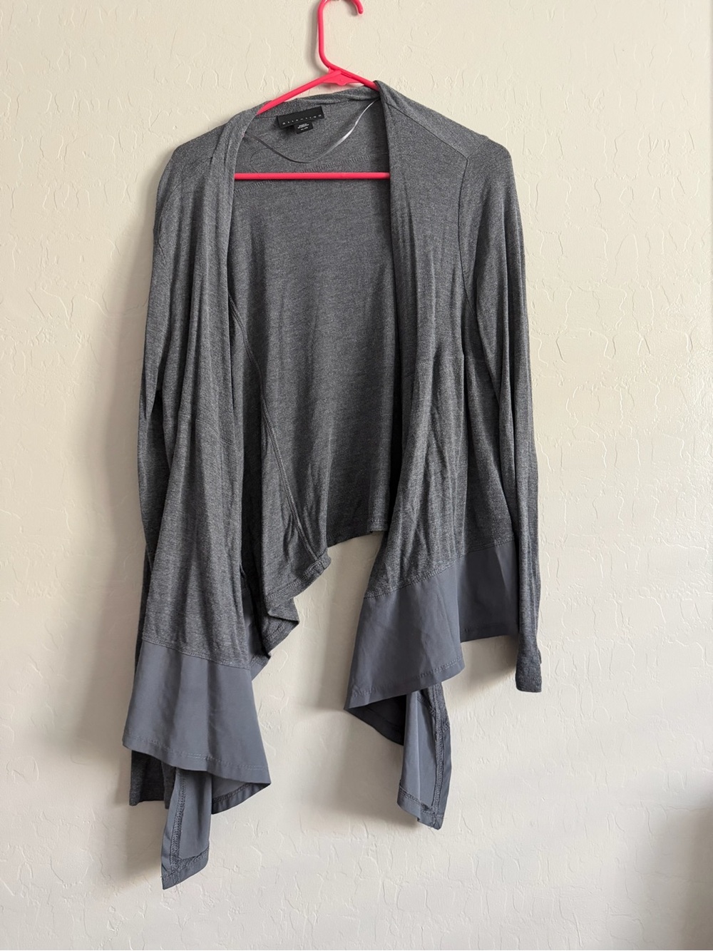 attention Gray Draped Open-Front Cardigan with Hem Panels